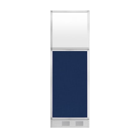Versare Hush Panel Configurable Cubicle Partition 2' x 6' Navy Blue Fabric Frosted Window w/ Cable Channel 1856203-3